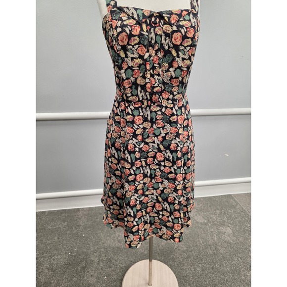 Floral Mini Dress Forever 21+ Plus Size 2X Sleeveless Black Peach Summer - Picture 3 of 9